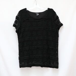 Forever Woman Tiered Lace Top Black 3X gothic romantic short sleeve dark vampire